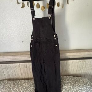 ROLLA'S Black Overalls with Branded Metal Button Detail